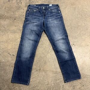 True Religion Men's Geno Straight Slim Blue Jeans Size 32 Classic Y2k Streetwear